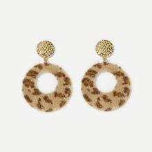 Romwe Leopard Pattern Hoop Drop Earrings
