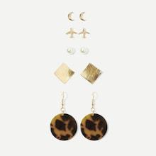 Romwe Moon & Aircraft Shaped Earrings 5pairs
