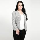 Romwe Plus Solid Long Sleeve Jacket