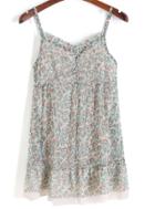 Romwe Spaghetti Strap Florals Green Cami Top