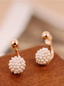 Romwe Faux Pearl Detail Stud Earrings