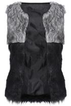 Romwe Faux Fur Color Block Vest