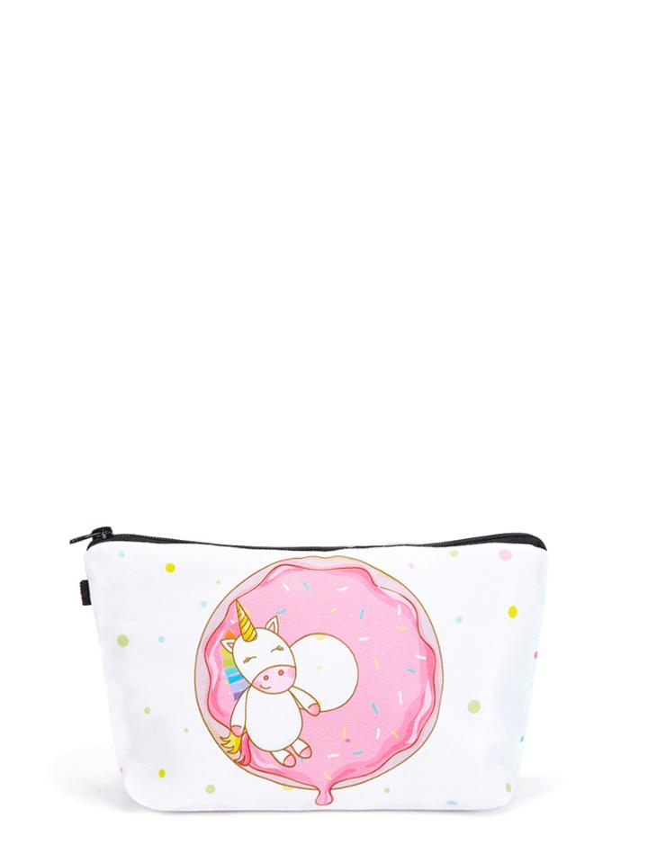 Romwe Doughnut & Animal Print Zipper Pouch