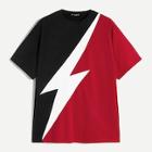 Romwe Guys Color-block Lightning Print Tee