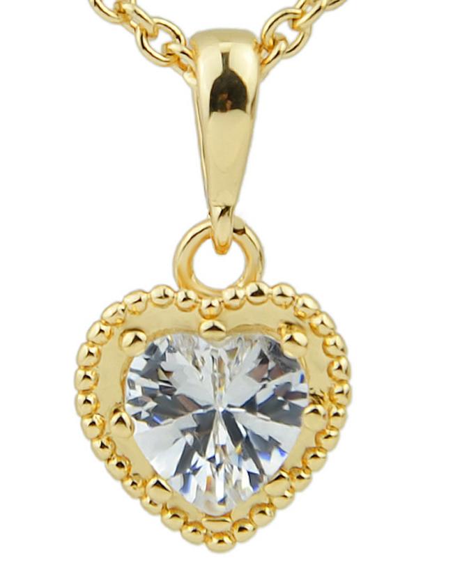Romwe Elegant Imitation Crystal Heart Pendant Stone Necklace