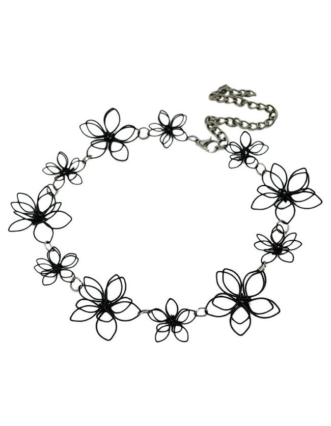Romwe New Fashion Alloy Pretty Women Black Flower Necklace