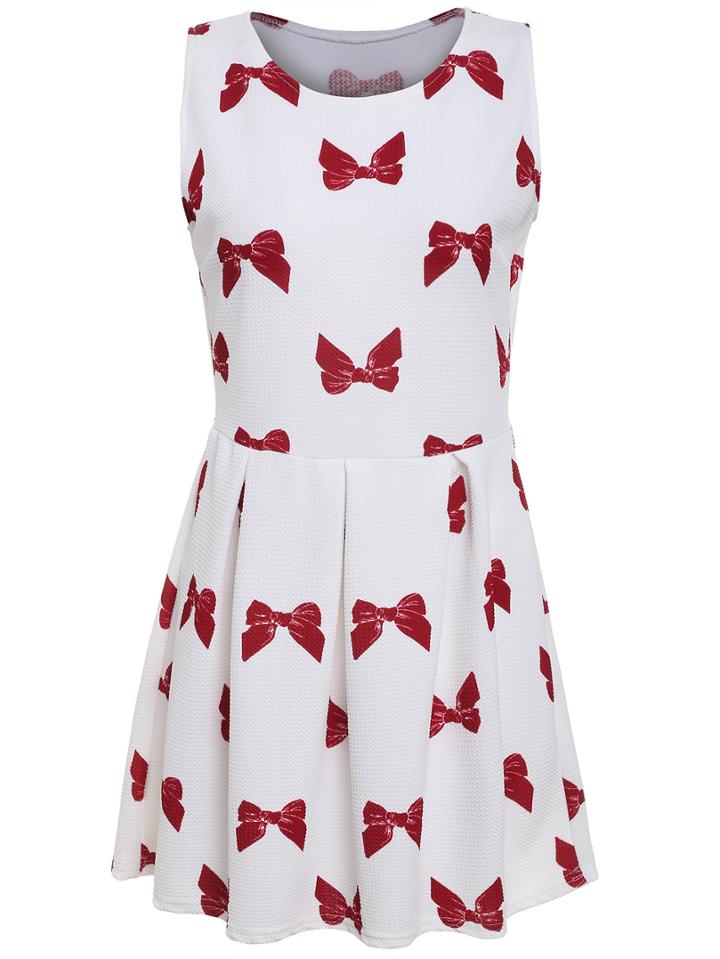 Romwe Bow Print A-line Dress