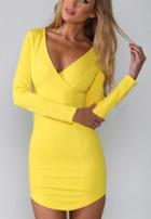 Romwe V Neck Slim Bodycon Dress