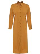 Romwe Lapel Buttons Split Shirt Brown Dress