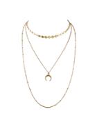 Romwe Gold Boho Chic Multi Layer Chain Horns Pendant Necklace