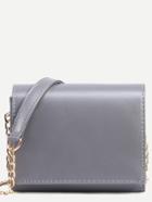 Romwe Grey Faux Leather Trapezoid Flap Bag