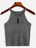 Romwe Grey Keyhole Front Marled Cami Top