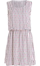 Romwe White Sleeveless Vertical Stripe Chiffon Dress
