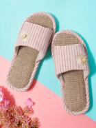 Romwe Embroidery Flower Striped Slippers