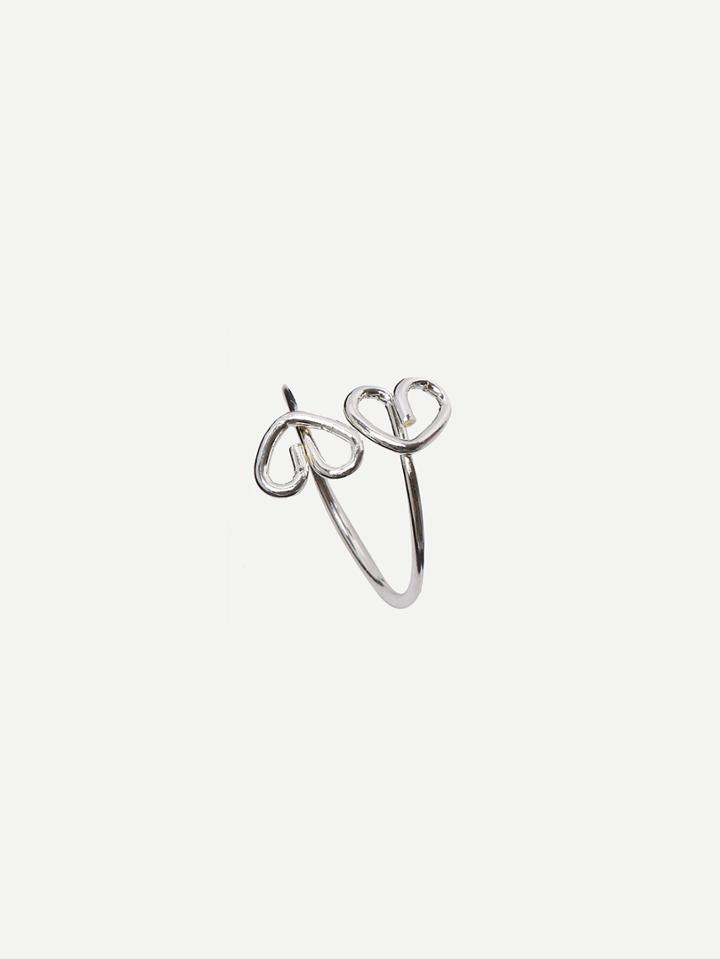 Romwe Silver Minimalist Heart-shaped Ring