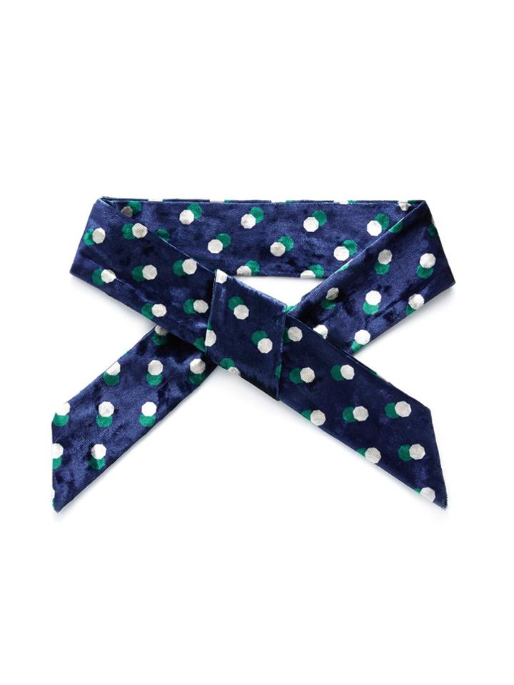 Romwe Velvet Polka Dot Skinny Scarf