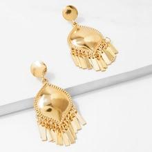 Romwe Metal Bar Tassel Drop Earrings