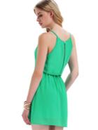 Romwe Green Aqua Off The Shoulder Back Split Dress