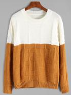 Romwe Color Block Textured Sweater