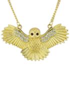 Romwe White Crystal Gold Owl Chain Necklace
