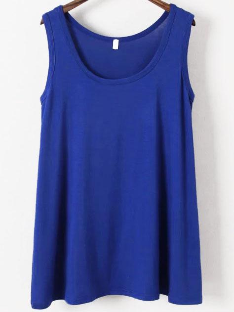 Romwe Scoop Neck Royal Blue Tank Top