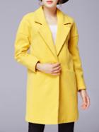 Romwe Single Button Pockets Yellow Coat