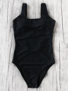 Romwe Black Square Neck One-piece Swimwear