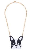 Romwe 101 Brand Bulldog Pendant Necklace