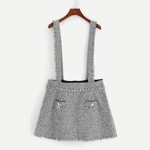 Romwe Plus Braces Tweed Pinafore Mini Skirt