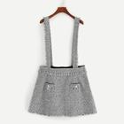 Romwe Plus Braces Tweed Pinafore Mini Skirt