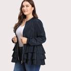 Romwe Plus Tiered Layer Ruffle Jacket