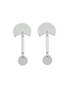 Romwe Silver Round Sector Geometric Shape Earrings