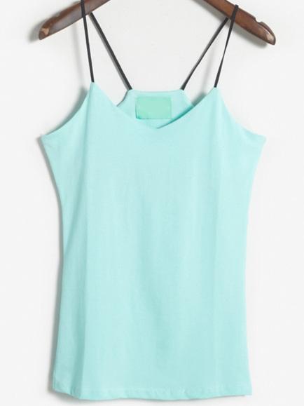 Romwe Spaghetti Strap Slim Sky Blue Cami Top