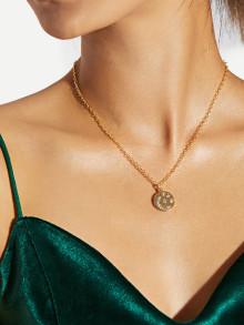 Romwe Rhinestone Studded Chain Necklace