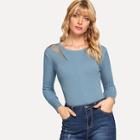 Romwe Contrast Mesh Round Neck Sweater
