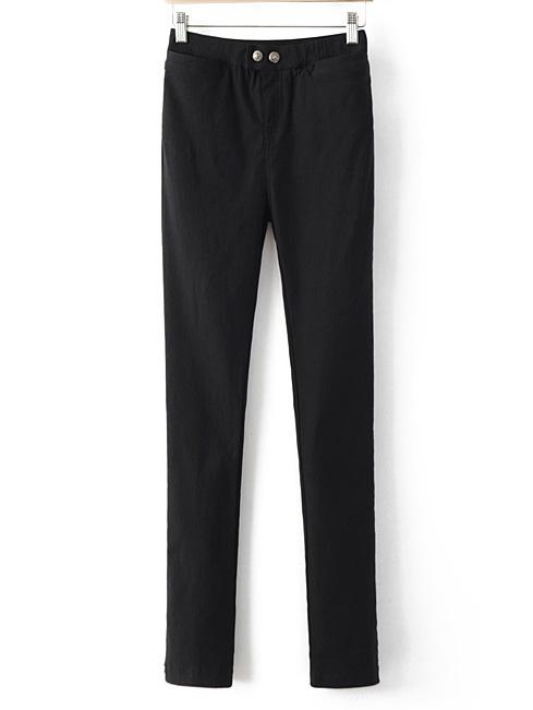 Romwe Black Elastic Waist Pockets Zipper Slim Leggings