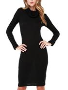 Romwe Draped Neck Slim Sweater Dress