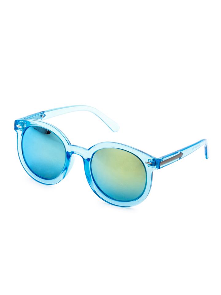 Romwe Blue Plastic Frame Gold Lens Cat Eye Sunglass