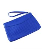 Romwe Blue Pu Leather Clutch Bag