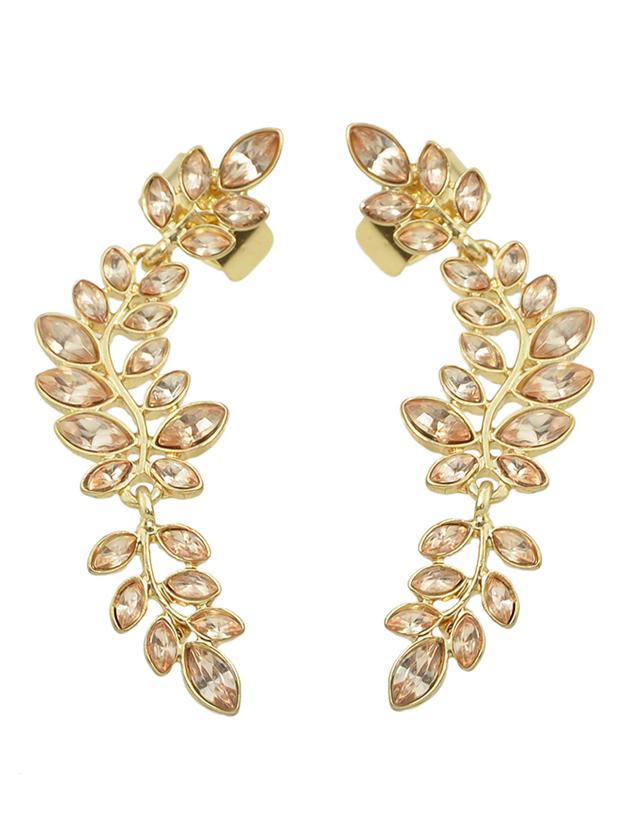 Romwe Leaf Shape Long Ear Cuff Earrings