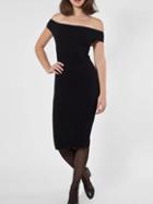 Romwe Off The Shoulder Crisscross-back Slit Black Dress