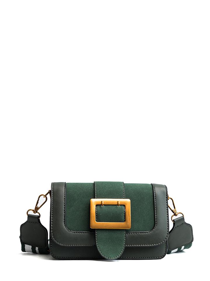 Romwe Buckle Design Pu Crossbody Bag
