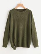 Romwe Laddering Detail Drop Shoulder Jumper