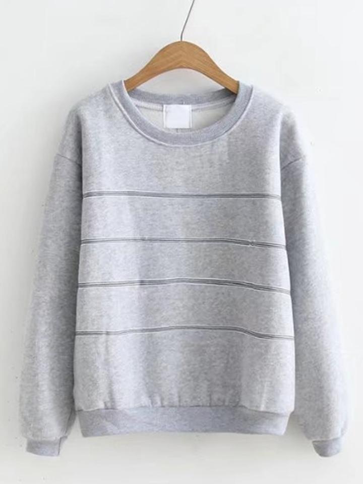 Romwe Seam Back Striped Sweatshirt