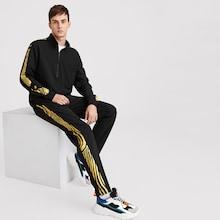 Romwe Guys Zip Front Pullover & Contrast Side Seam Pants Set