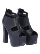 Romwe Black High Heel Hollow Peep Toe Shoes