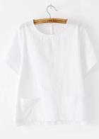 Romwe With Pockets Loose White Top