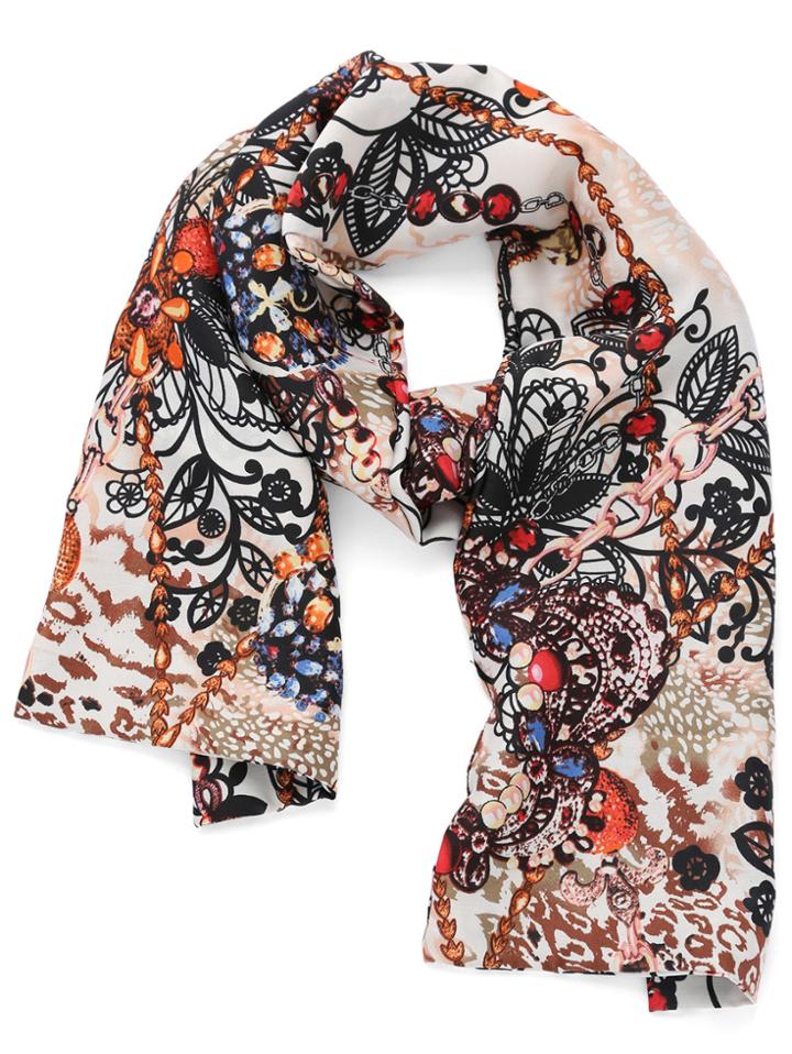 Romwe Flower Print Multicolor Scarf