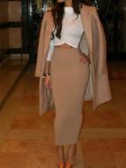 Romwe Color-block Turtleneck Cutout Slim Dress