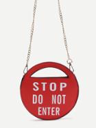 Romwe Stop Red Pu Round Shaped Crossbody Chain Bag